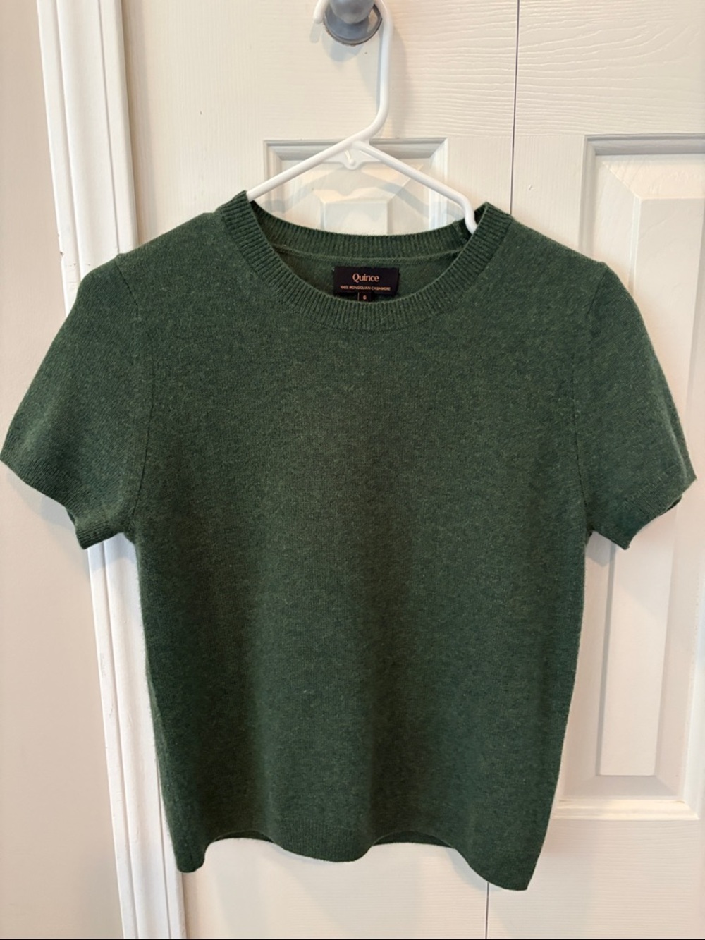 Quince Short Sleeve Crewneck Top - Dark Green- EUC